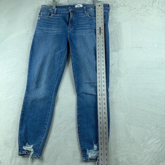 Paige Skinny Jeans Womens Size 33 Verdugo Ankle Distressed Medium Wash Blue - Picture 11 of 12